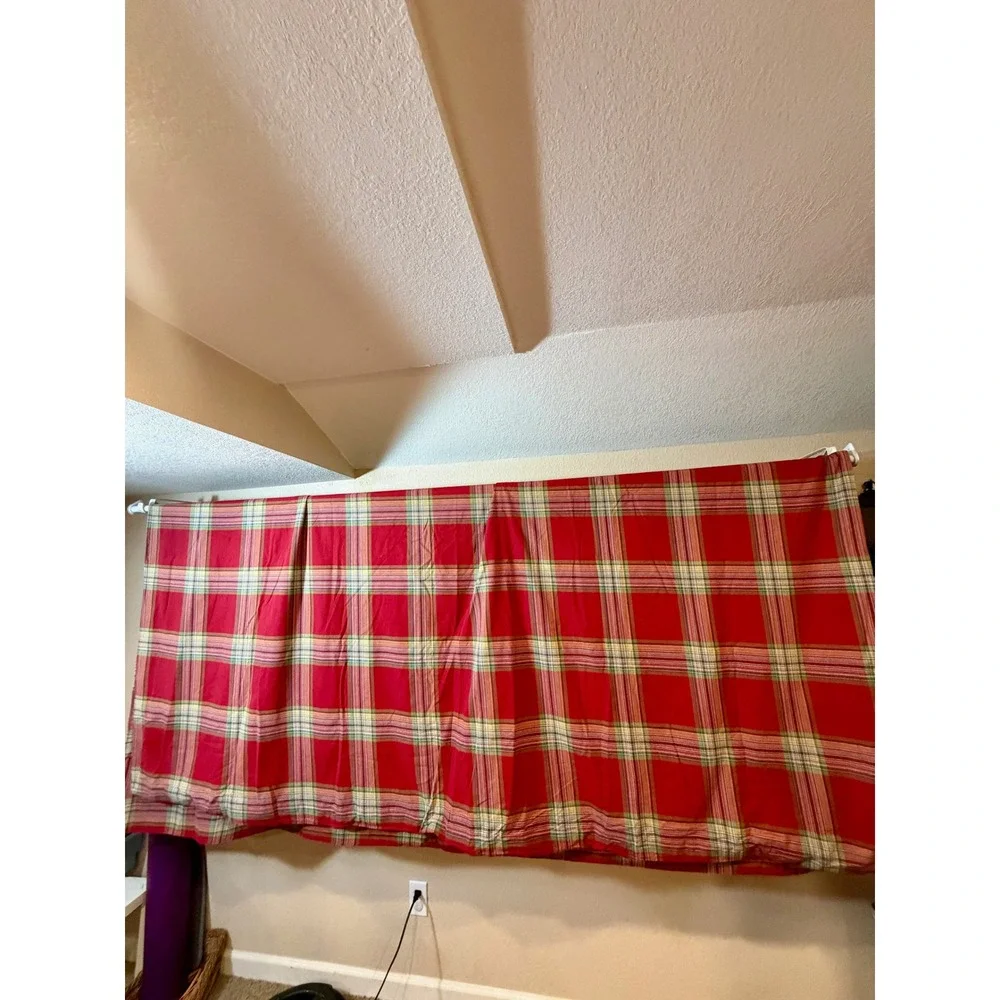 Pottery Barn King Cal King Duvet Cover Red Blake Plaid & 3 Pillowcases Sham